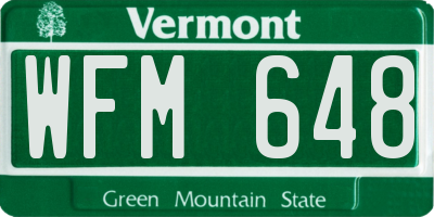 VT license plate WFM648