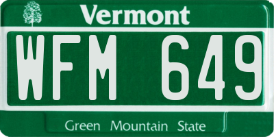 VT license plate WFM649