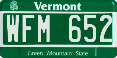VT license plate WFM652