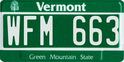 VT license plate WFM663