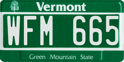 VT license plate WFM665