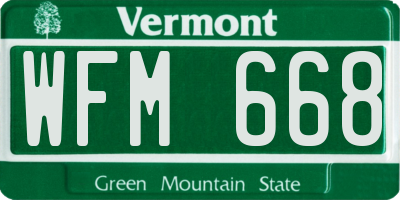 VT license plate WFM668