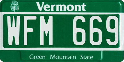VT license plate WFM669