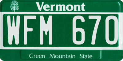 VT license plate WFM670