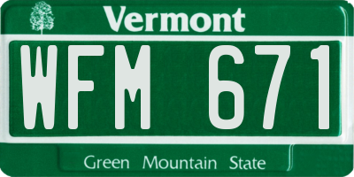 VT license plate WFM671