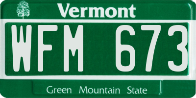 VT license plate WFM673