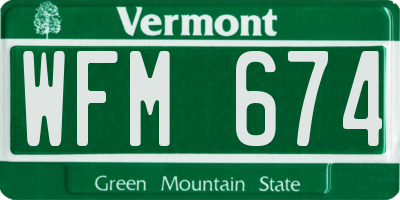 VT license plate WFM674