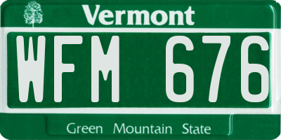 VT license plate WFM676