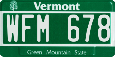 VT license plate WFM678