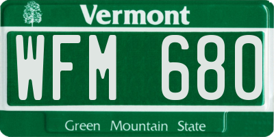 VT license plate WFM680