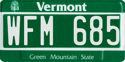 VT license plate WFM685