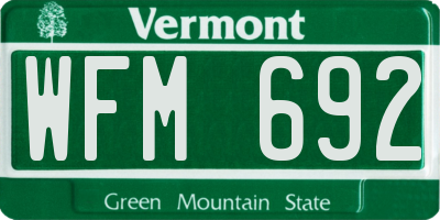 VT license plate WFM692