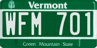 VT license plate WFM701