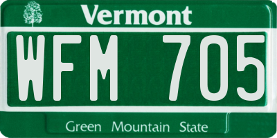 VT license plate WFM705