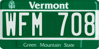 VT license plate WFM708