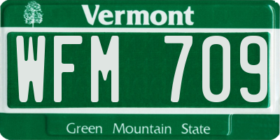 VT license plate WFM709