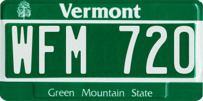 VT license plate WFM720