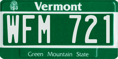VT license plate WFM721