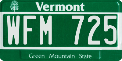 VT license plate WFM725