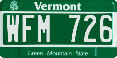 VT license plate WFM726