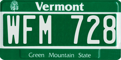 VT license plate WFM728