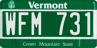 VT license plate WFM731