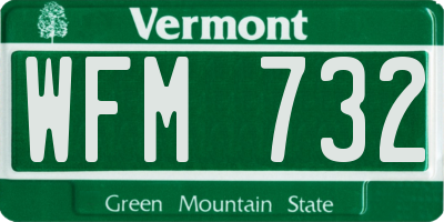 VT license plate WFM732