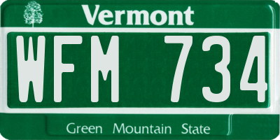 VT license plate WFM734