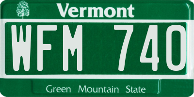 VT license plate WFM740