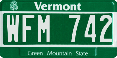 VT license plate WFM742