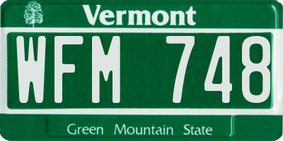 VT license plate WFM748