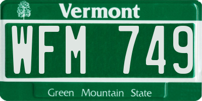 VT license plate WFM749