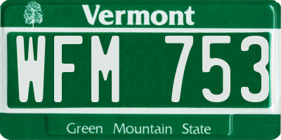 VT license plate WFM753