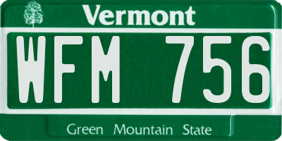 VT license plate WFM756