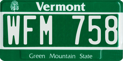 VT license plate WFM758