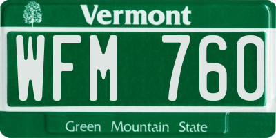 VT license plate WFM760
