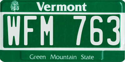 VT license plate WFM763