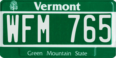 VT license plate WFM765