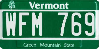 VT license plate WFM769