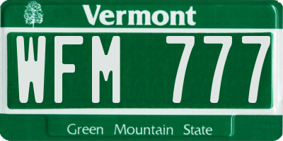 VT license plate WFM777