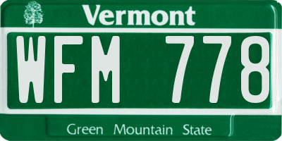 VT license plate WFM778
