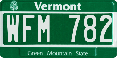 VT license plate WFM782