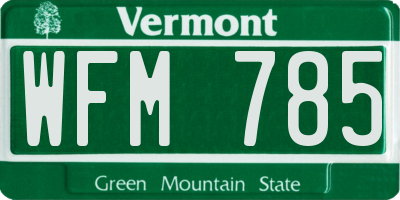 VT license plate WFM785