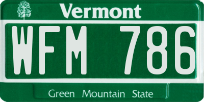 VT license plate WFM786