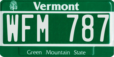 VT license plate WFM787