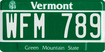 VT license plate WFM789