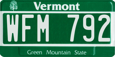 VT license plate WFM792