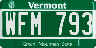 VT license plate WFM793