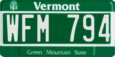 VT license plate WFM794