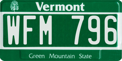 VT license plate WFM796